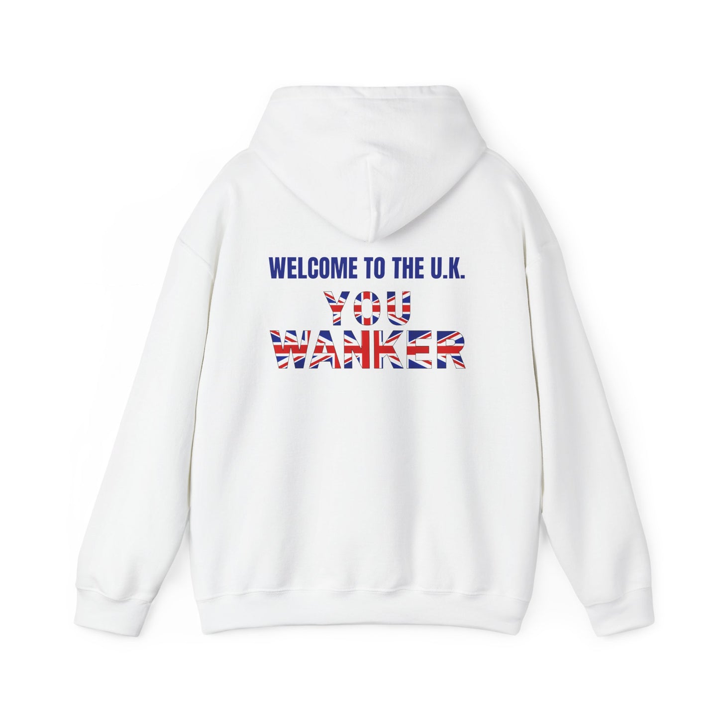 Welcome to the UK with design on the back Unisex Heavy Blend™ Hooded Sweatshirt