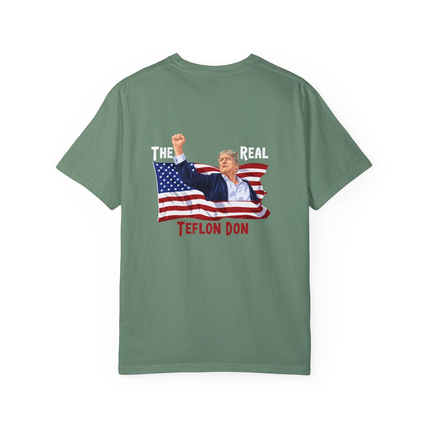 Teflon Donald Trump back design placement Unisex Garment-Dyed T-shirt