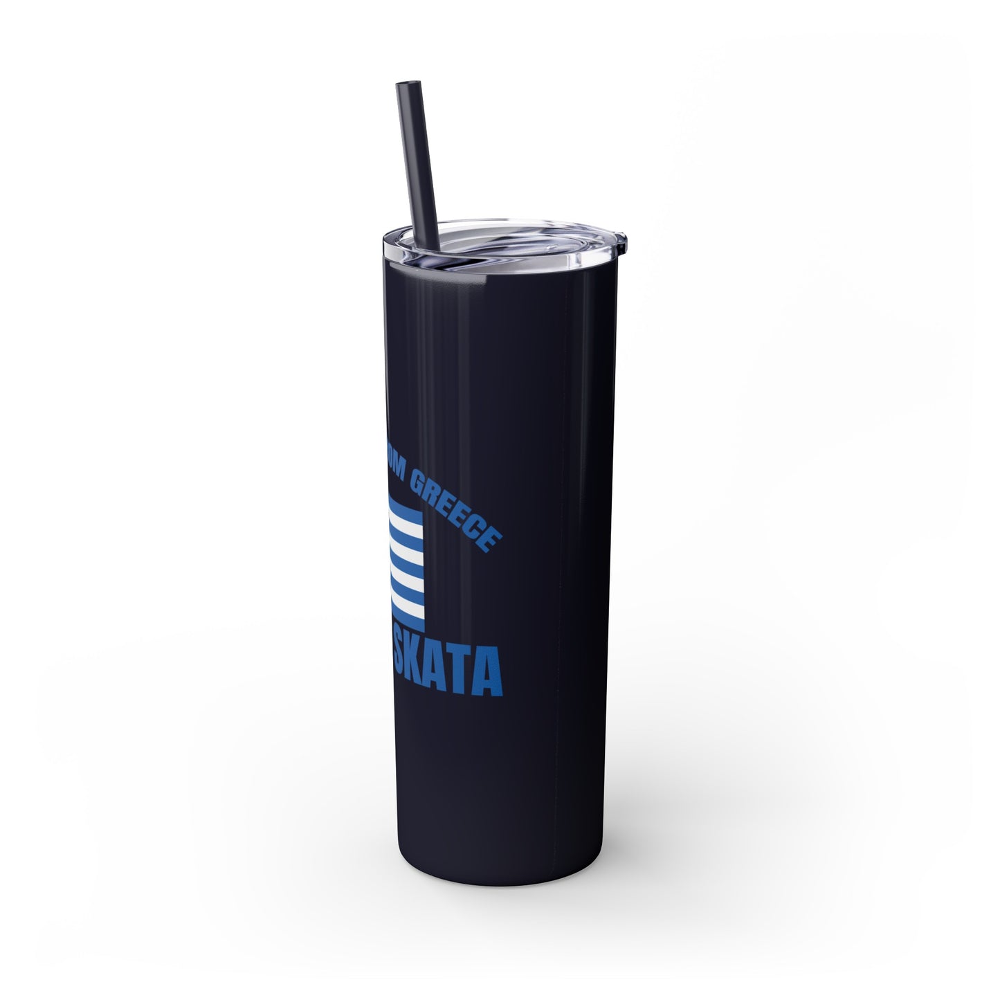 Welcome to Greece Skinny Tumbler with Straw, 20oz