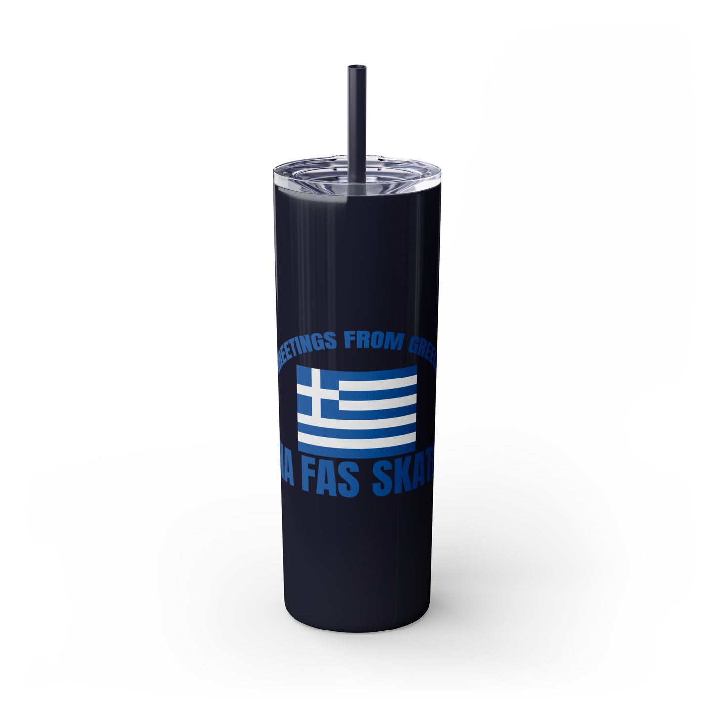 Welcome to Greece Skinny Tumbler with Straw, 20oz