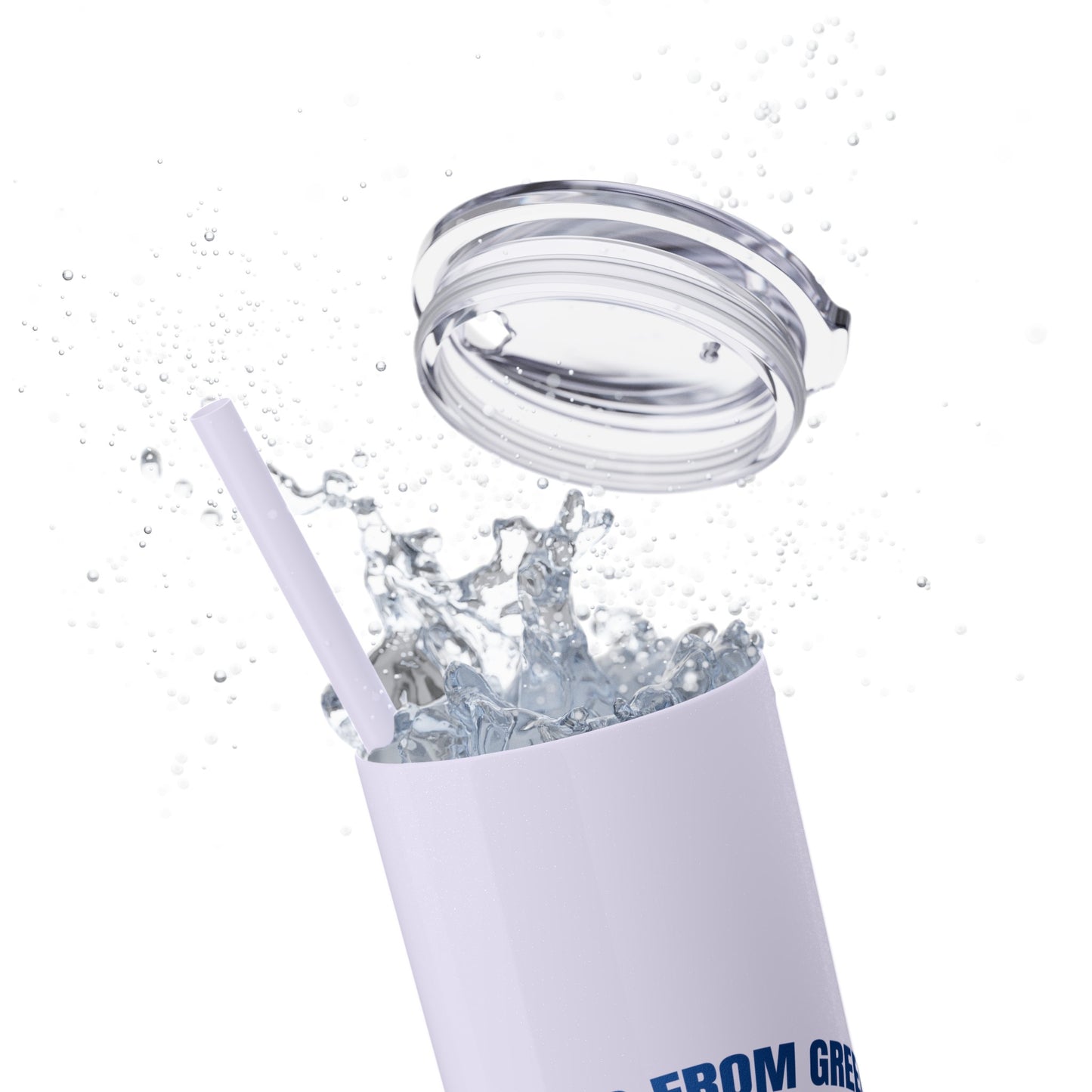 Welcome to Greece Skinny Tumbler with Straw, 20oz