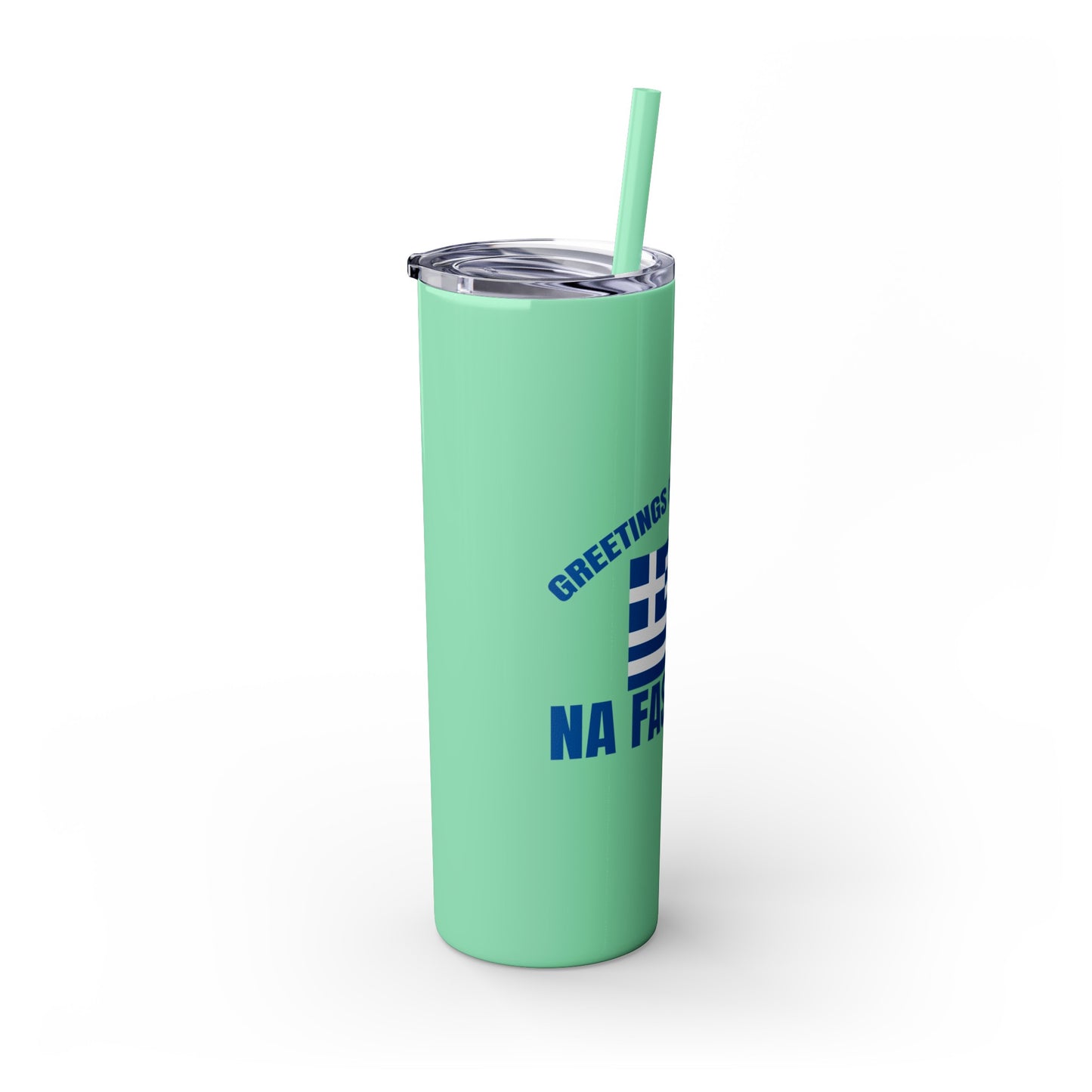 Welcome to Greece Skinny Tumbler with Straw, 20oz