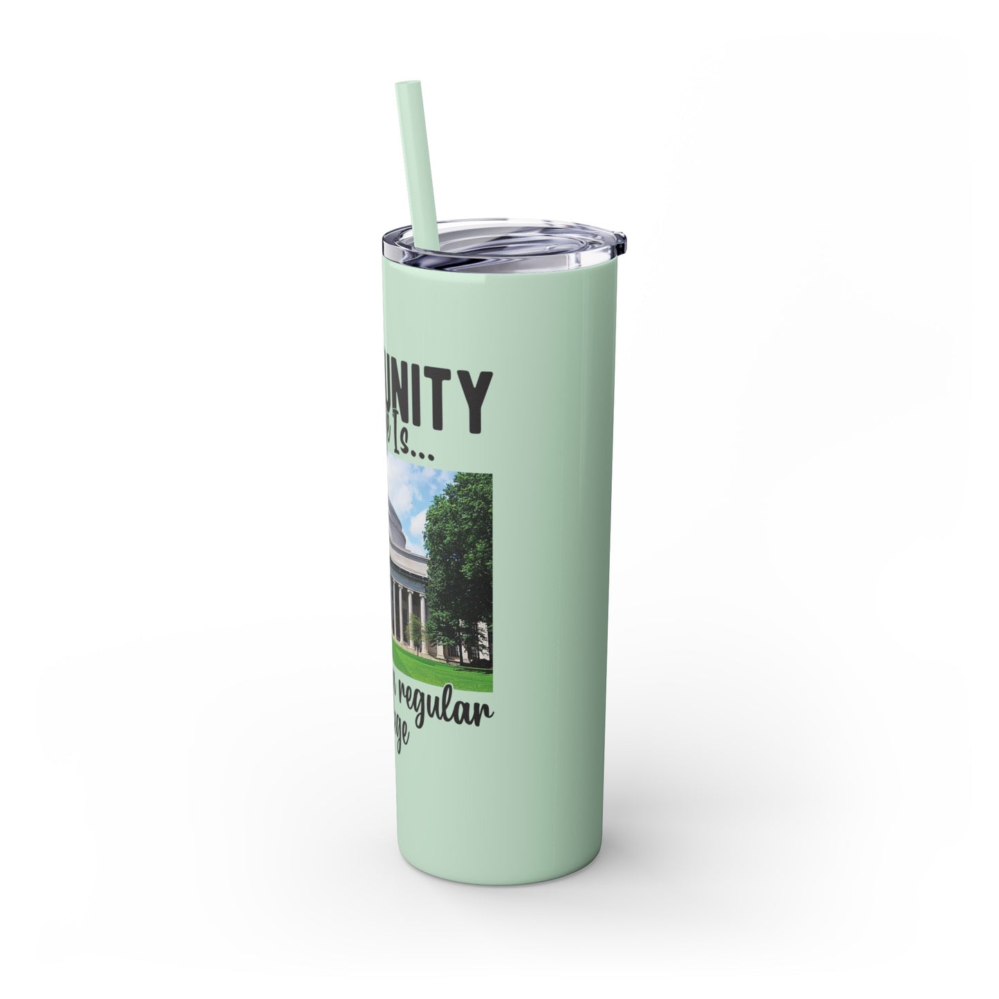 Community Collage is Easier Than Regular College - Skinny Tumbler w/Straw, 20oz