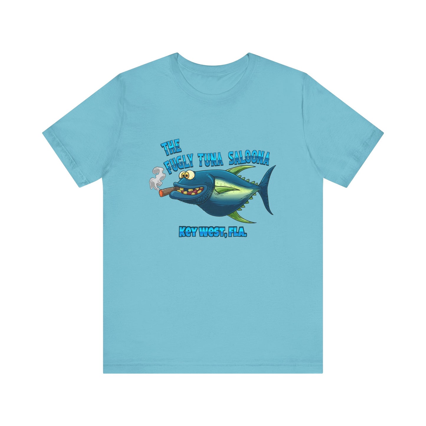 The Fugly Tuna Saloona , Key West front and back design Unisex cotton Short Sleeve Tee