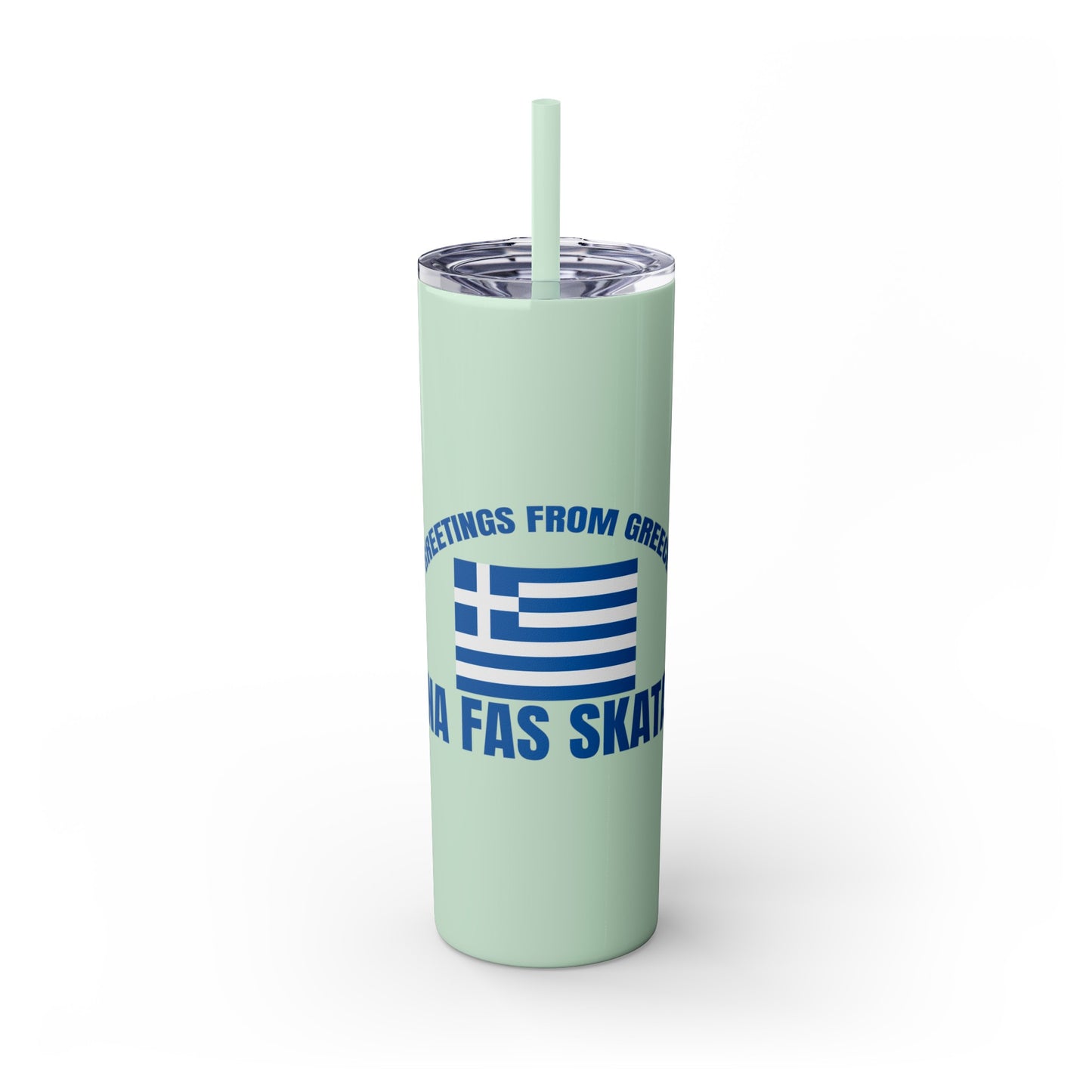 Welcome to Greece Skinny Tumbler with Straw, 20oz