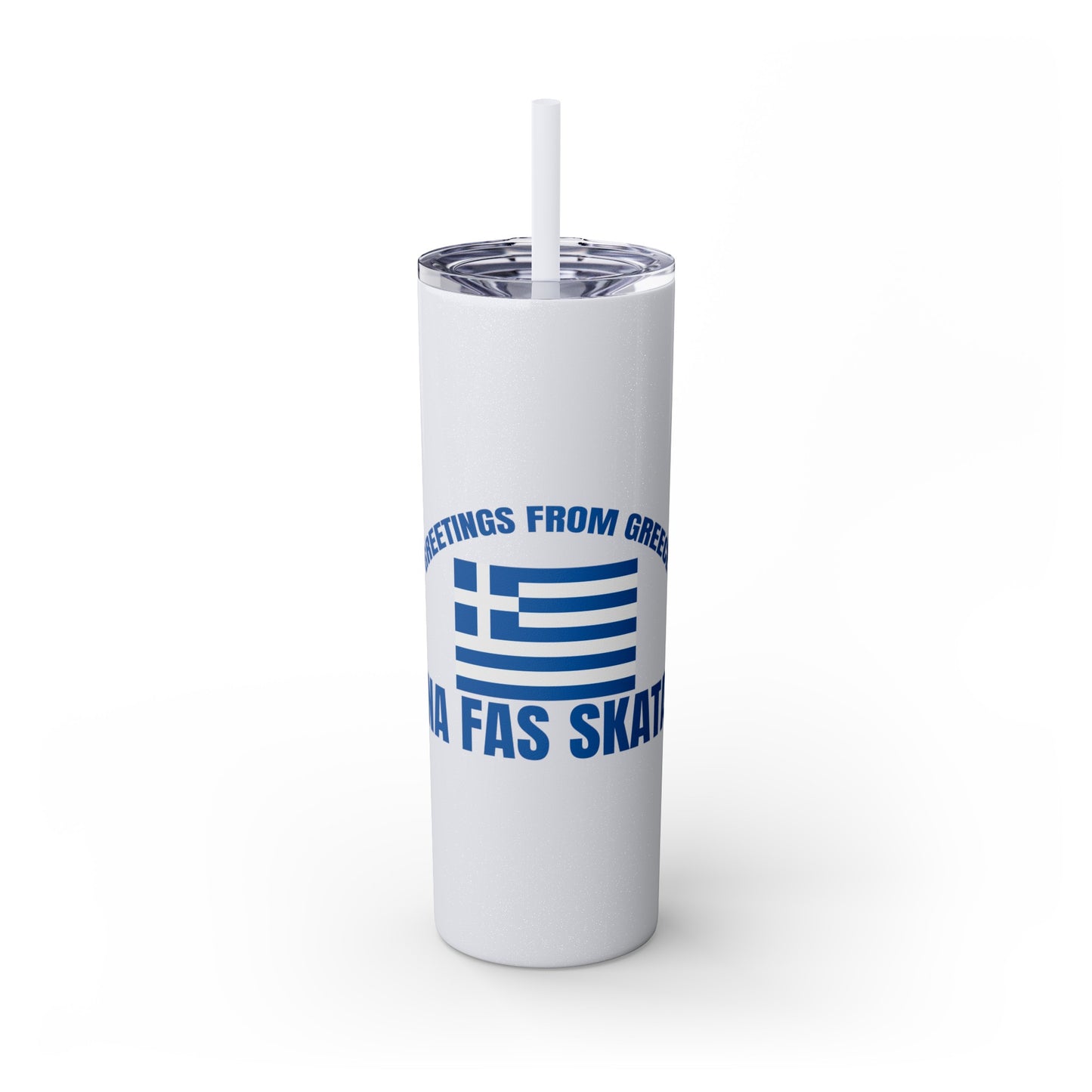 Welcome to Greece Skinny Tumbler with Straw, 20oz