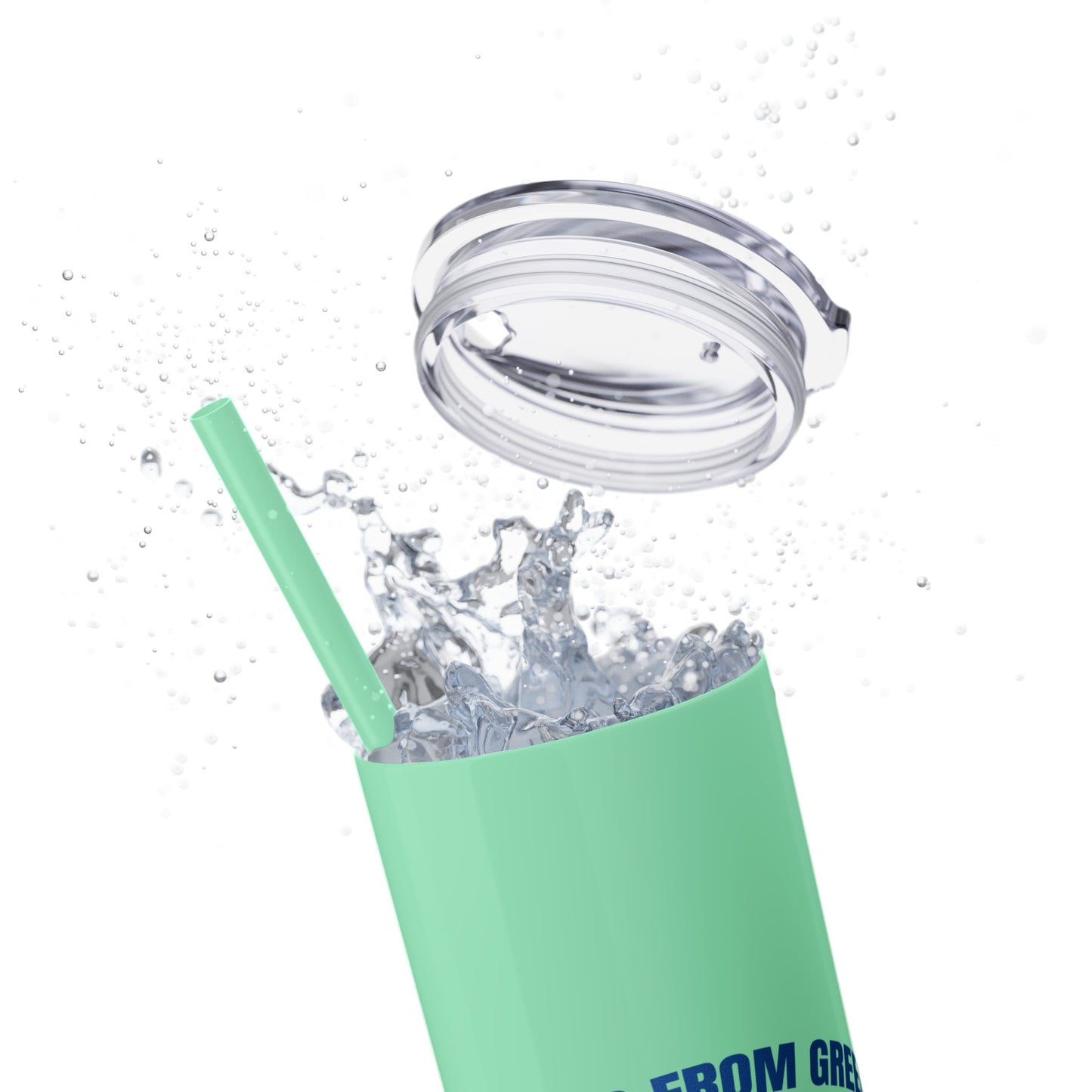 Welcome to Greece Skinny Tumbler with Straw, 20oz