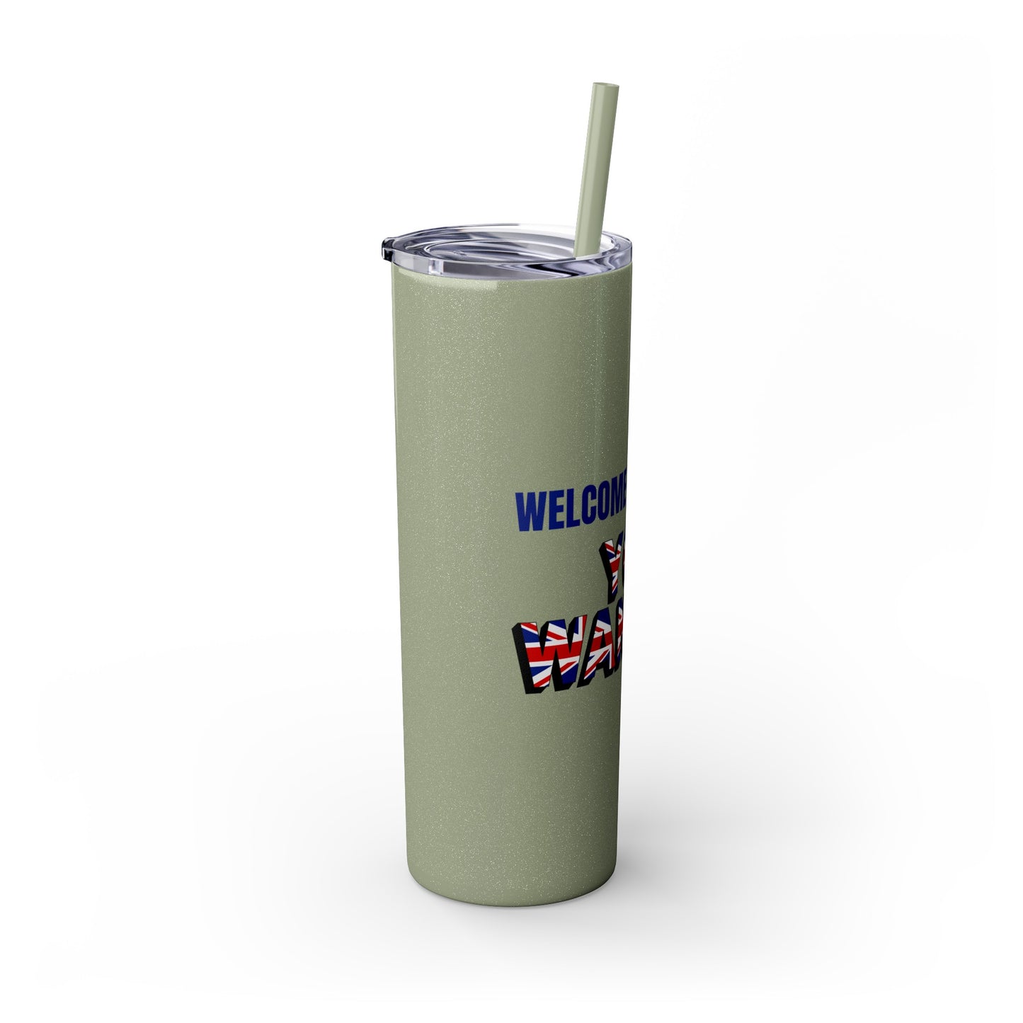 Welcome to the UK  You Wanker - Skinny Stainless Steel Tumbler with Straw, 20oz